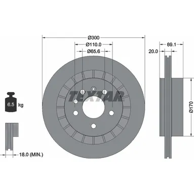 Диск тормозной задний стандартный SAAB TEXTAR 92164900