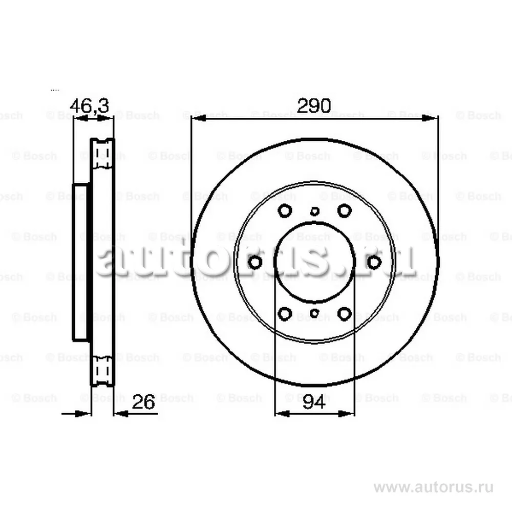 Диск тормозной MITSUBISHI PAJERO 00-(R16) передний BOSCH 0 986 478 990