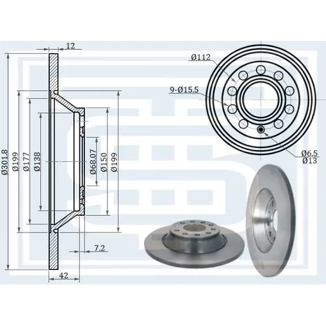 Диск тормозной AUDI A6 (4F) задний STARKE 173-924