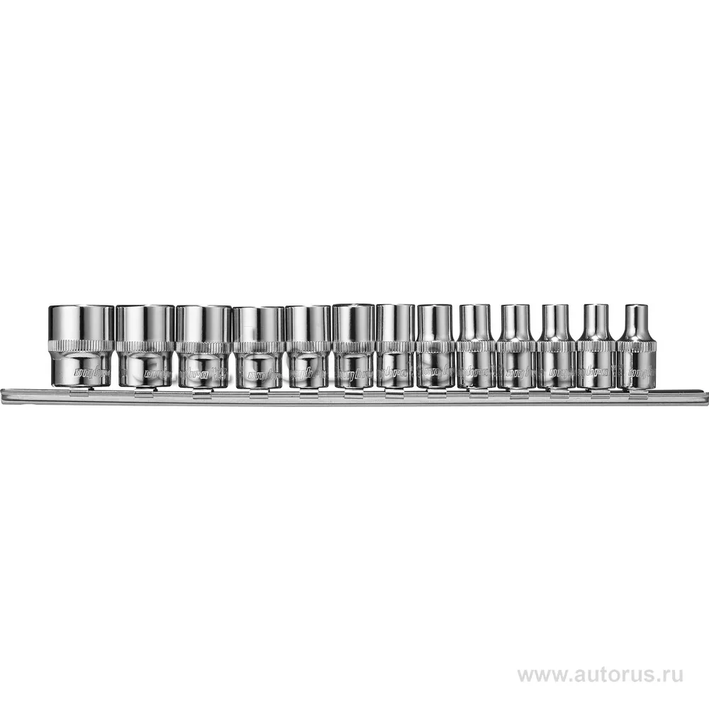 Набор торцевых головок на держателе-рельс 1/4DR 4-14 мм . 13 пр. OMBRA 914013