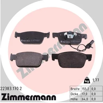 Колодки тормозные ДИСК ПЕР AUDI A4 15-, A5 09- ZIMMERMANN 223831702
