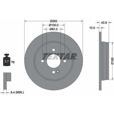 Диск тормозной задний с покрытием PRO HYUNDAI ACCENT/SOLARIS/I20 / KIA PICANTO/RIO III TEXTAR 92242203
