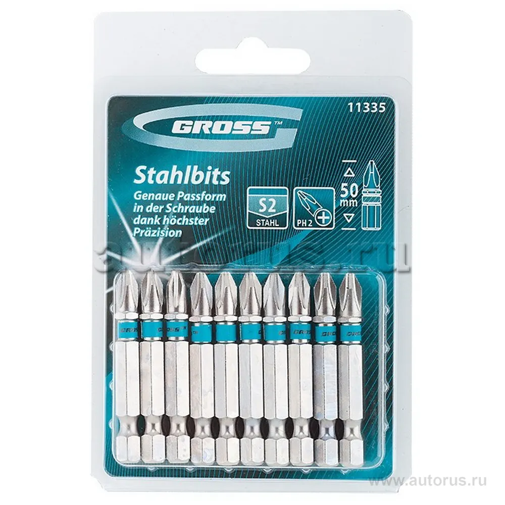 Набор бит PH2x50, сталь S2, 10шт GROSS 11335