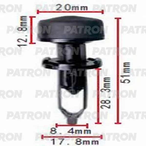 Клипса пластмассовая TOYOTA применяемость: отбойник капота PATRON P371381