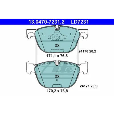 Колодки передние (ATE Ceramic) BMW X5 III (F15)/X6 II (F16) ATE 13.0470-7231.2