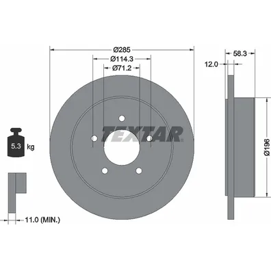 Диск тормозной задний стандартный FORD AUSTRALIA/FORD USA TEXTAR 92169100