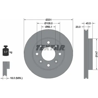 Диск тормозной передний стандартный ROVER, TATA TEXTAR 92158900
