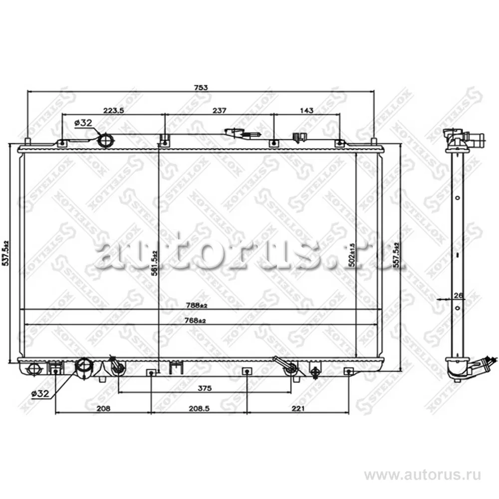 Радиатор системы охлаждения АКПП Honda Pilot, Acura MDX 3.5i 03-06 STELLOX 10-26777-SX
