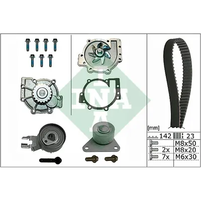 Комплект ремня ГРМ VOLVO C30/C70/S40/V50/S60 2.0-2.5 (с помпой) INA 530 0467 30