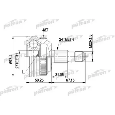 ШРУС наружн к-кт 24x57x27 ABS:48T MERCEDES-BENZ: A-Clas PATRON PCV1367