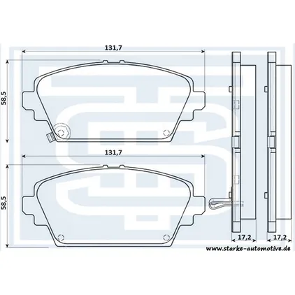 Колодки тормозные перед. HONDA ACCORD VI / NISSAN PRIMERA (P12) с датчиком STARKE 179-833