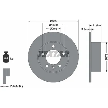 Диск тормозной задний стандартный NISSAN/OPEL/RENAULT/VAUXHALL TEXTAR 92228700