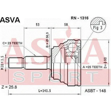 ШРУС наружный 25X56X23 ASVA RN-1316