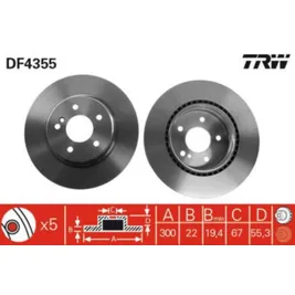 Диск тормозной задний TRW DF4355