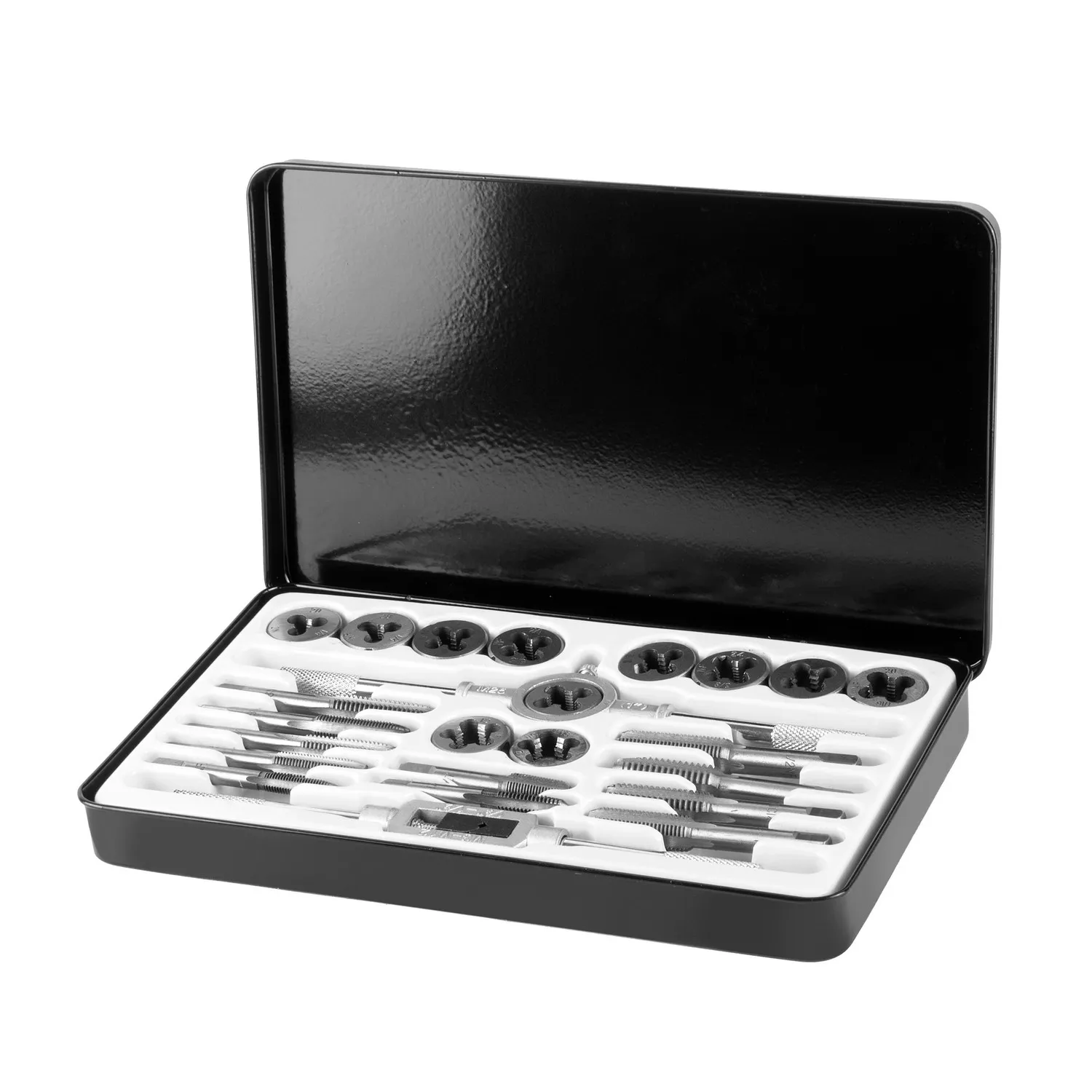 Набор метчиков и плашек 24 предметов, 1/4-1/2, в метал. кейсе AVSTEEL AV-921209