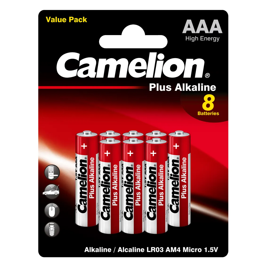 Батарейка алкалиновая Camelion Plus Alkaline AAA 1,5V (8 шт) LR03-BP5+3