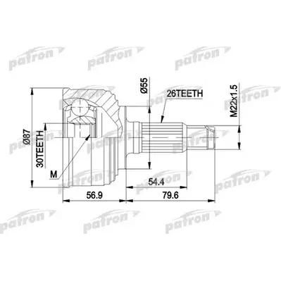 ШРУС наружн к-кт 26X55X30 D89.5 HONDA: CIVIC IV 91-95, PATRON PCV1255