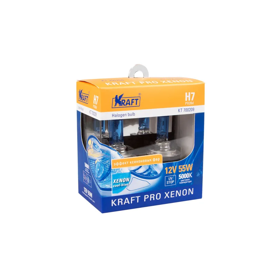 Лампа 12V H7 55W PX26d 5000K KRAFT 2 шт. картон KT700209