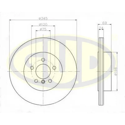 Диск тормозной передний вентилируемый BMW F10 F11 2.0 2.3 3.0 2.0D 10- 330X24 G.U.D GDB124239