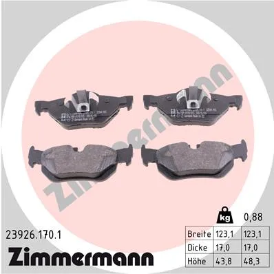 КОЛОДКИ ТОРМ BMW 1 E81/E87 3 E90/E91/E93/E92 R 05/09- ZIMMERMANN 239261701