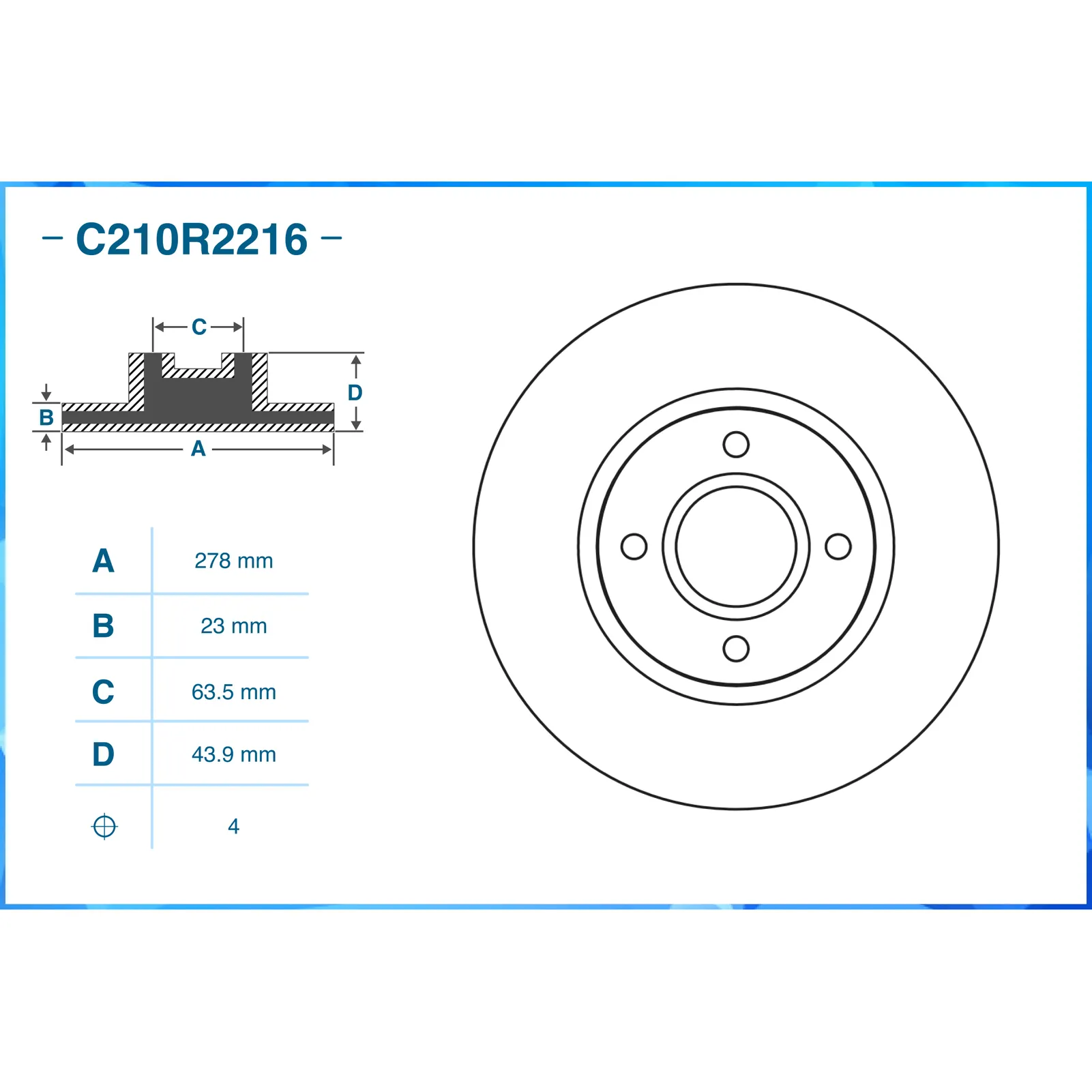 Диск тормозной передний CWORKS C210R2216