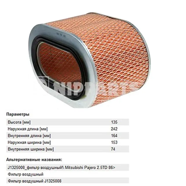 Фильтр воздушный MITSUBISHI Pajero NIPPARTS J1325008