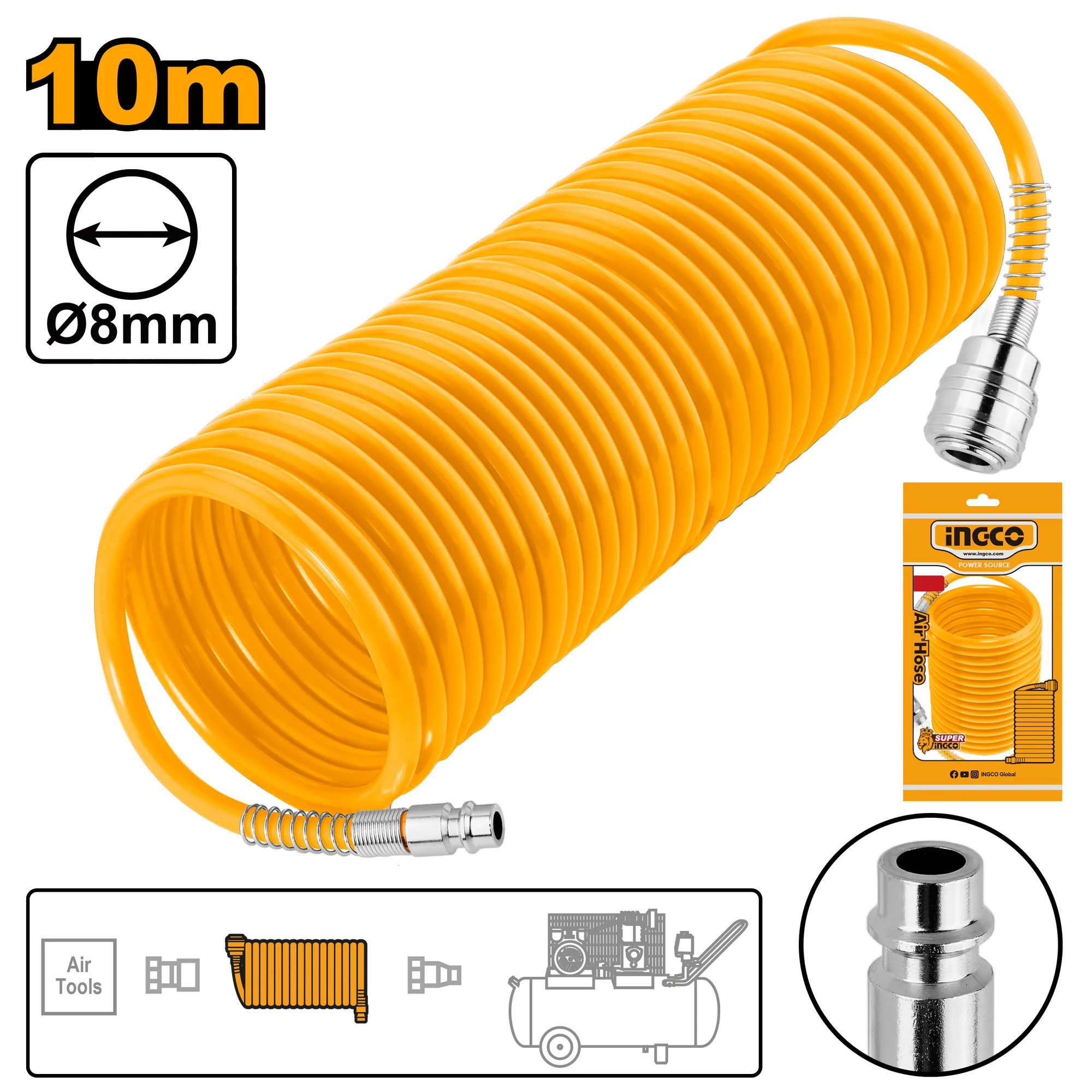 Шланг для компрессора спиральный (5/25) INGCO AH1101