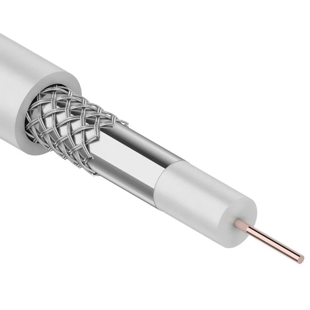 Кабель коаксиальный 3С-2V, 75 Ом, CCS/Al/Al, 48, бухта 100 м, белый REXANT 01-2611