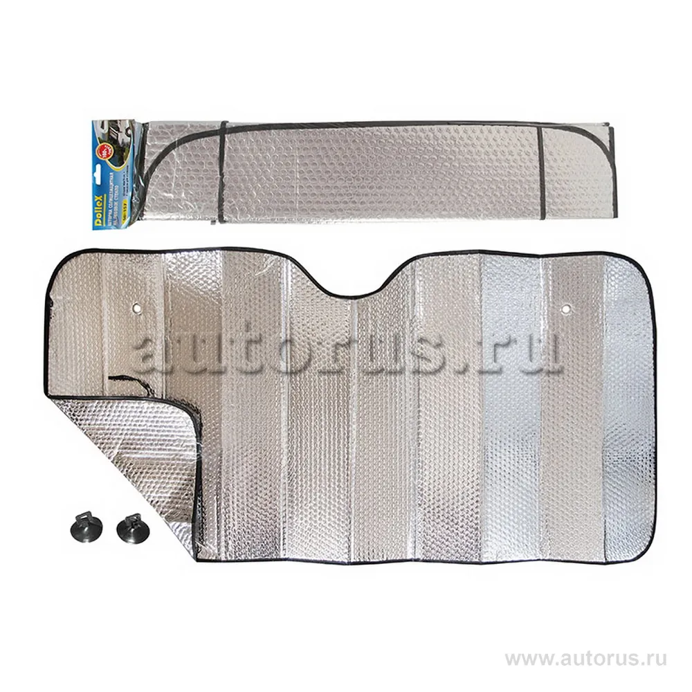 Шторка солнцезащитная на лобовое стекло 145x70 см SILVER двухсторонняя фольга