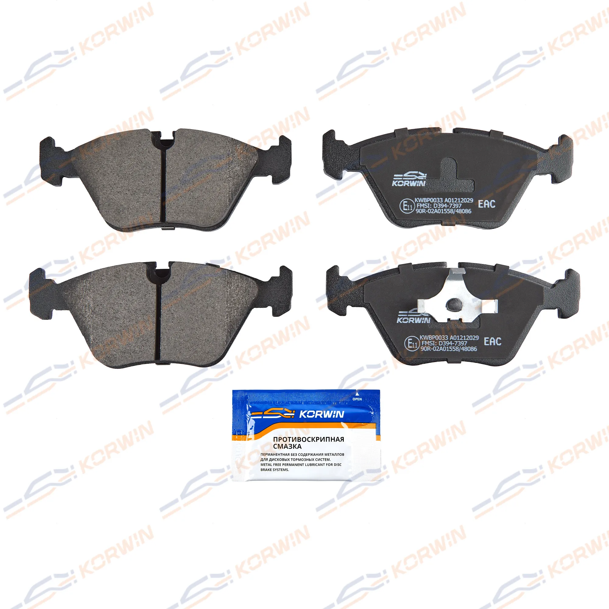 Колодки тормозные перед. BMW 5 (E34) 87-95/7 (E32) 85-94 KORWIN KWBP0033