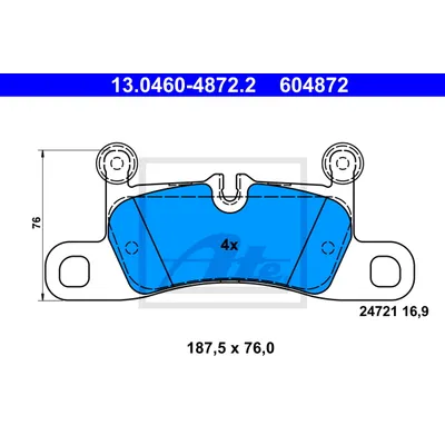 Колодки задние PORSCHE Cayenne/VW Touareg II 2010-> ATE 13.0460-4872.2