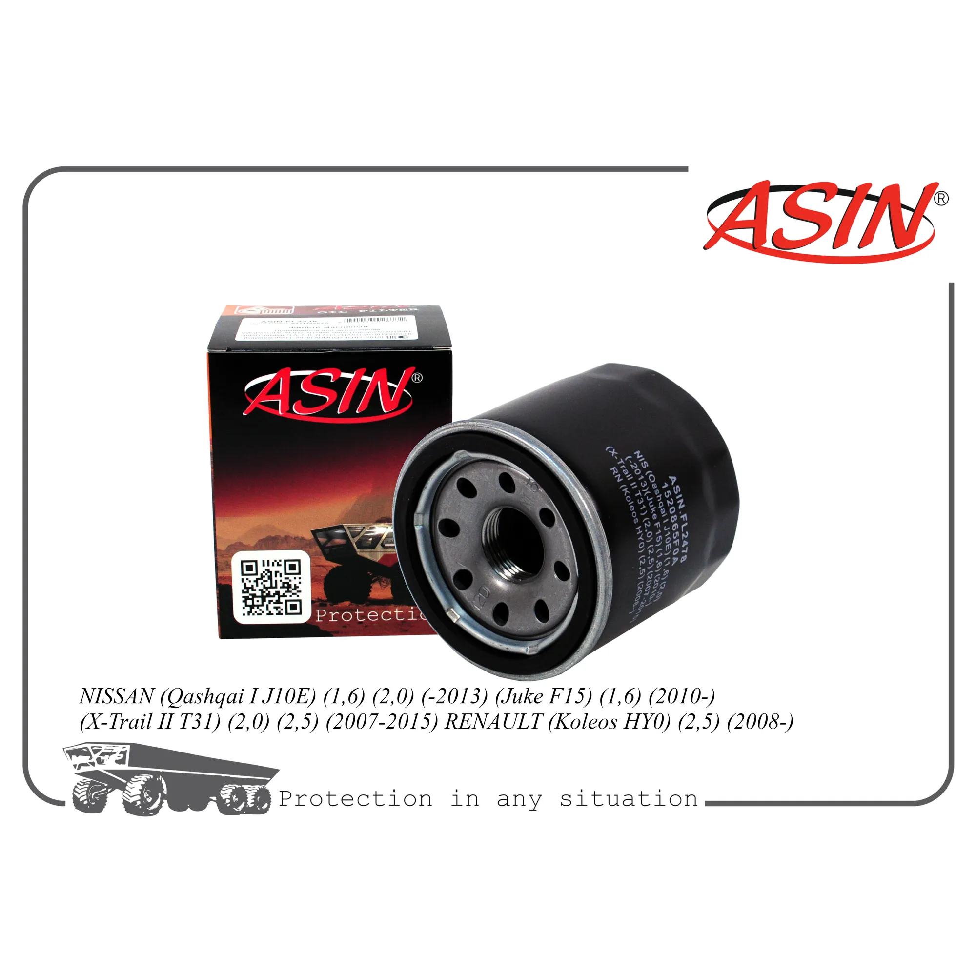 Фильтр масляный 15208-65F0A/ASIN.FL2478 ASIN ASIN ASINFL2478