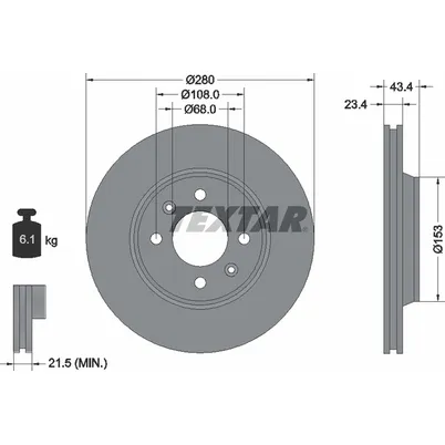 Диск тормозной передний стандартный SAAB TEXTAR 92048400
