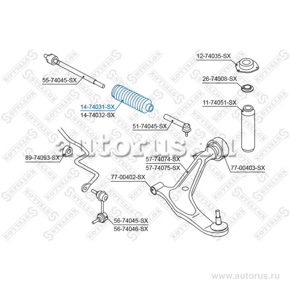 Пыльник рейки рулевой Nissan X-Trail (T30) 2.0/2.2dCi 01> STELLOX 14-74031-SX