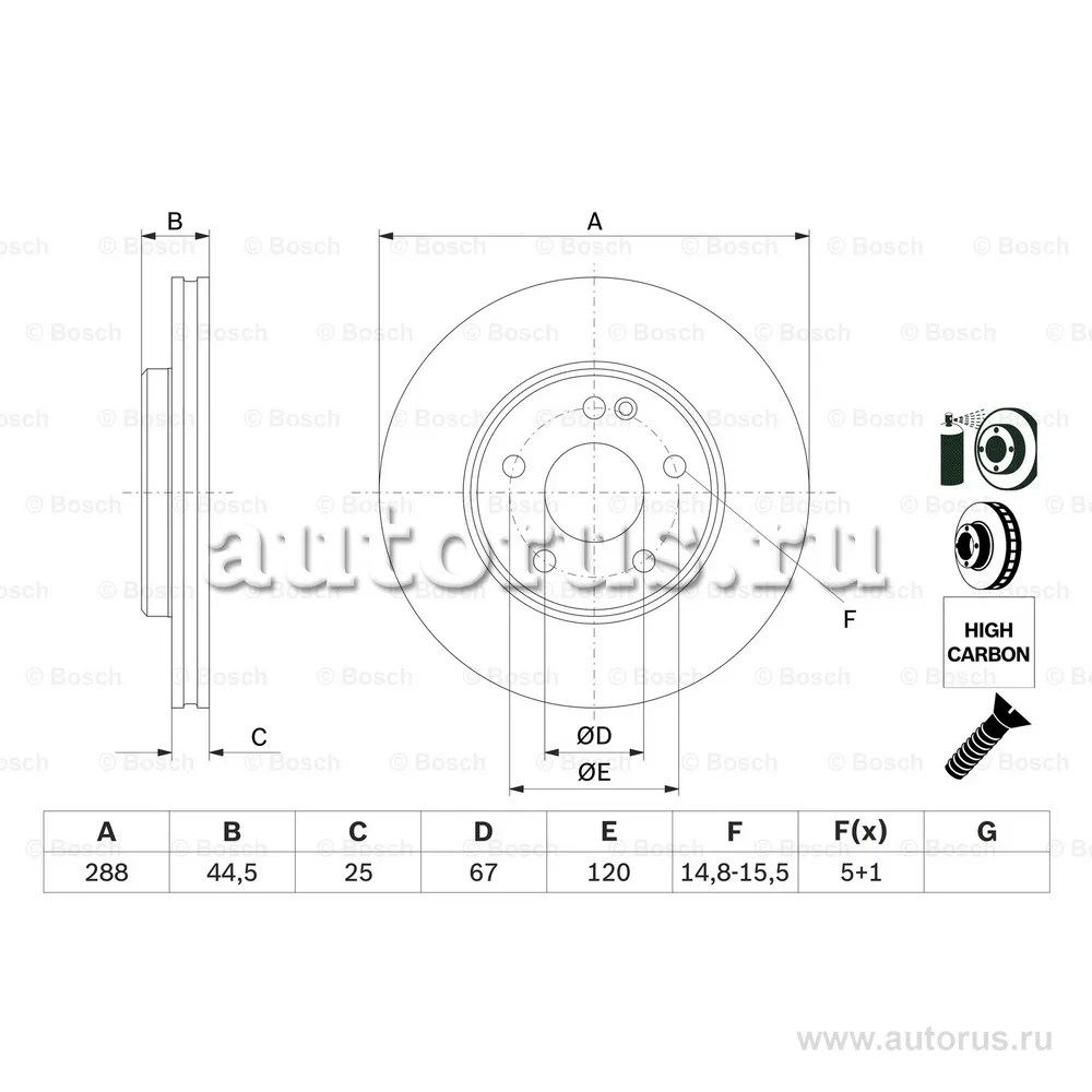 Диск тормозной передний BOSCH 0986479234