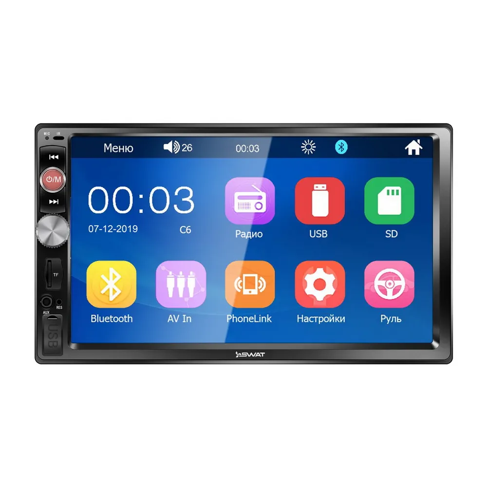 Автомагнитола MP3,AUX,BT,SWAT CHR-5100 монитор 7, 2DIN, воспр. видео,разъем для камеры заднего вида SWAT SWAT CHR-5100