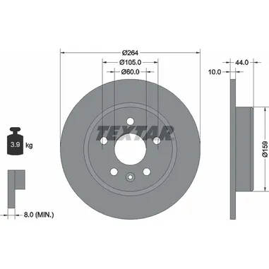 Диск тормозной задний с покрытием PRO BUICK (SGM)/ OPEL/ VAUXHALL TEXTAR 92275303