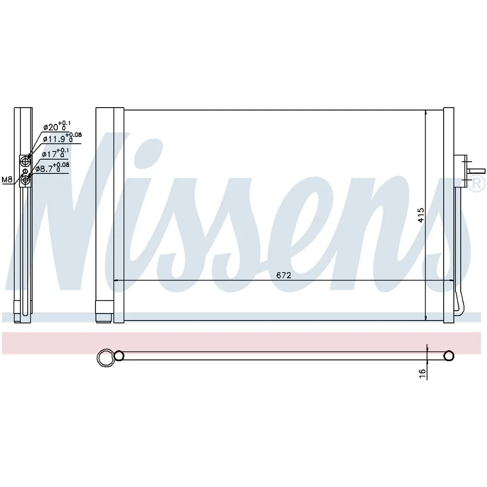 Радиатор кондиционера OPEL AMPERA 11- NISSENS 940364