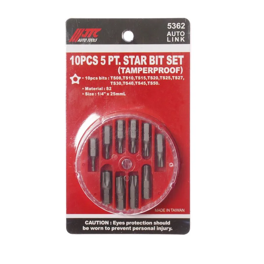 Набор бит 1/4 TORX ТS08-TS50 в боксе 10 предметов JTC-5362