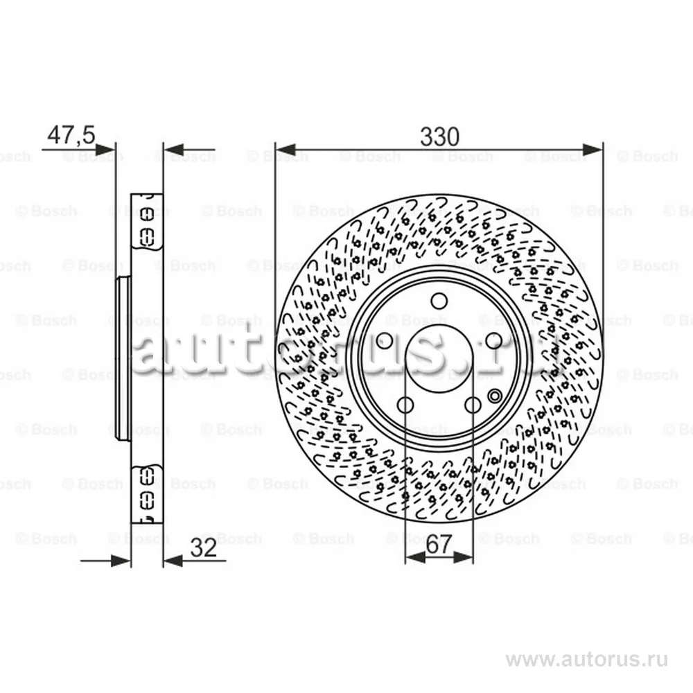 Диск тормозной передний BOSCH 0 986 479 334