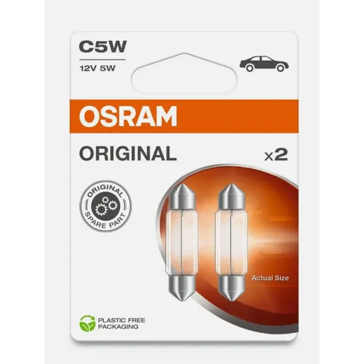 Автомобильная лампа OSRAM C5W 12V 5W 45lm SV8,5 ORIGINAL LINE (комплект 2 шт) 6418-2BL