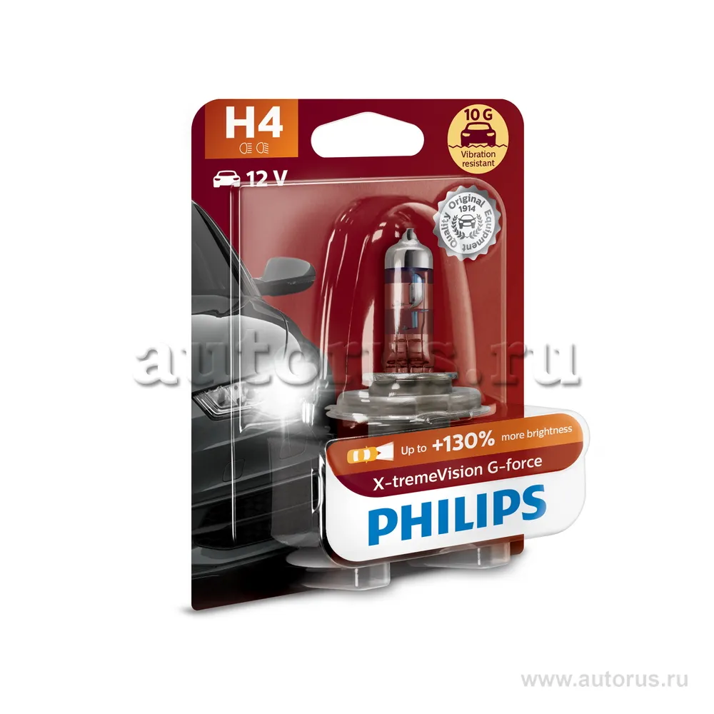 Лампа 12V H4 60/55W P43t PHILIPS X-treme Vision G-force 1 шт. блистер 12342XVGB1