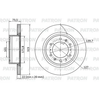 Диск тормозной задний GREAT WALL POER / TANK 300/500 22- PATRON PBD1534