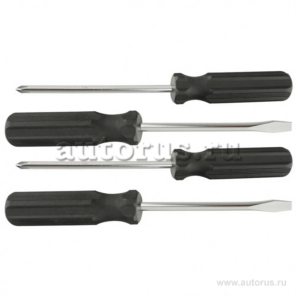 Набор отверток 4шт, SL5x100, 6x100, PH1x100, 2x100, углеродистая сталь, пластиковая рукоятка SPARTA 13220