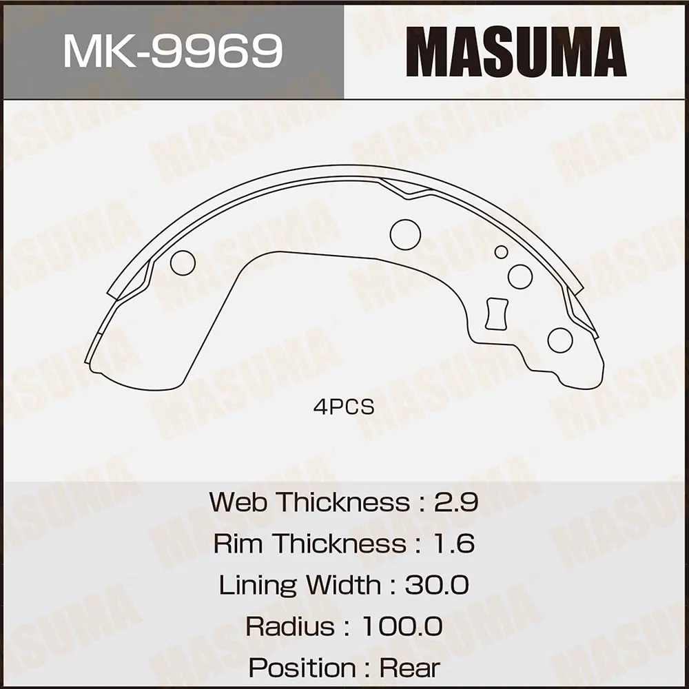 Колодки барабанные SUZUKI SWIFT MASUMA MK-9969