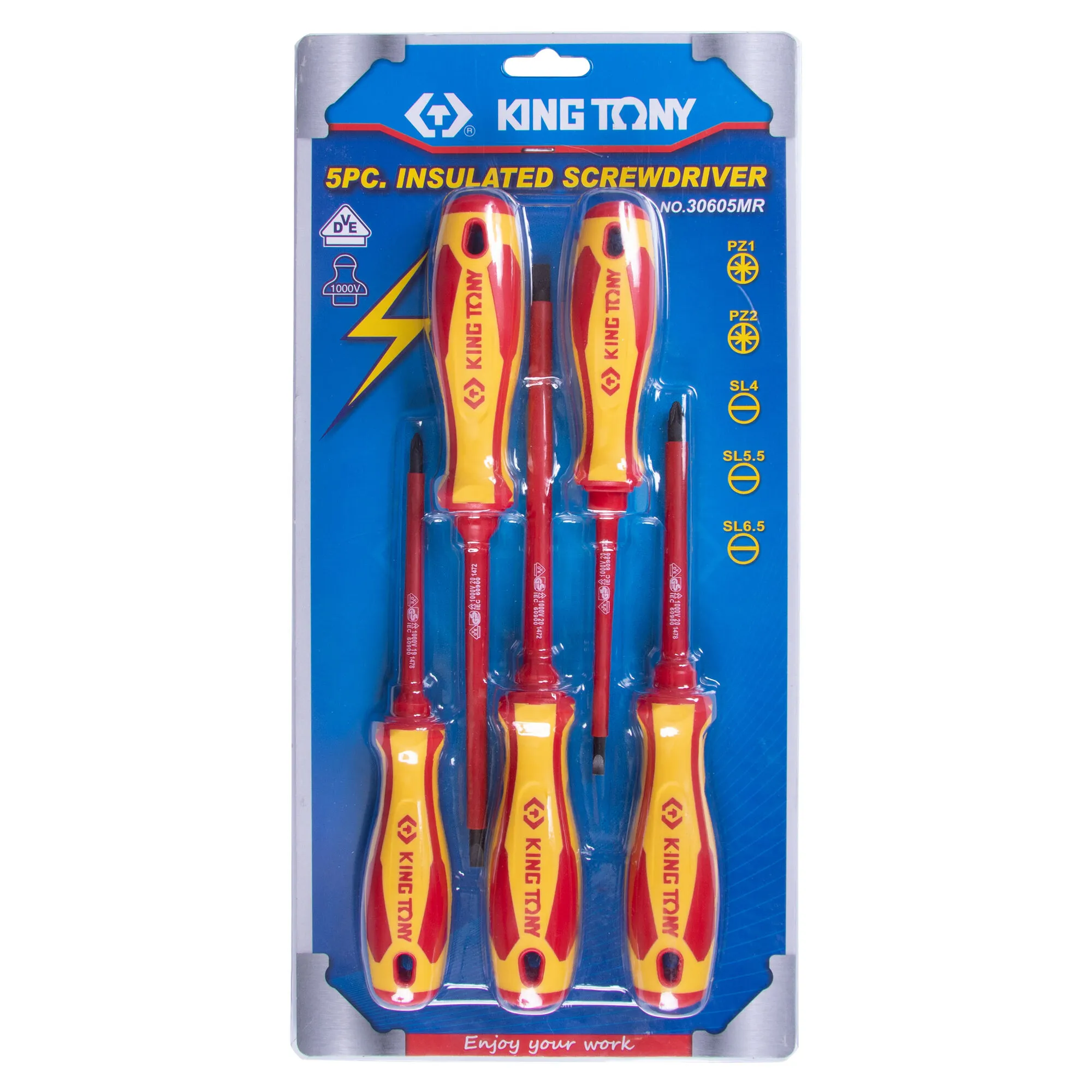 Набор отверток в коробке диэлектрические предметов KING TONY 30605MR