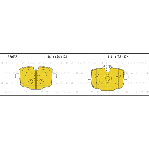 Колодки тормозные дисковые задние BMW 5(F10,F18)/ 6(F12,F13)/ 7(G11,G12)/ X3(G01,F97 BLITZ BB0535