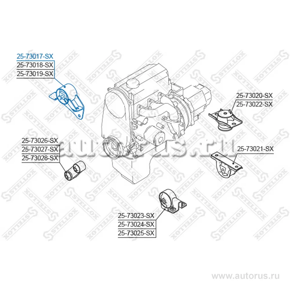 Подушка ДВС п.Daewoo Matiz 0.8 SOHC 98 STELLOX 2573017_SX