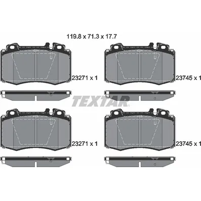 Колодки передние с противошумной пластиной Q+ MB W220 W163 4.3-5.5L TEXTAR 2374502