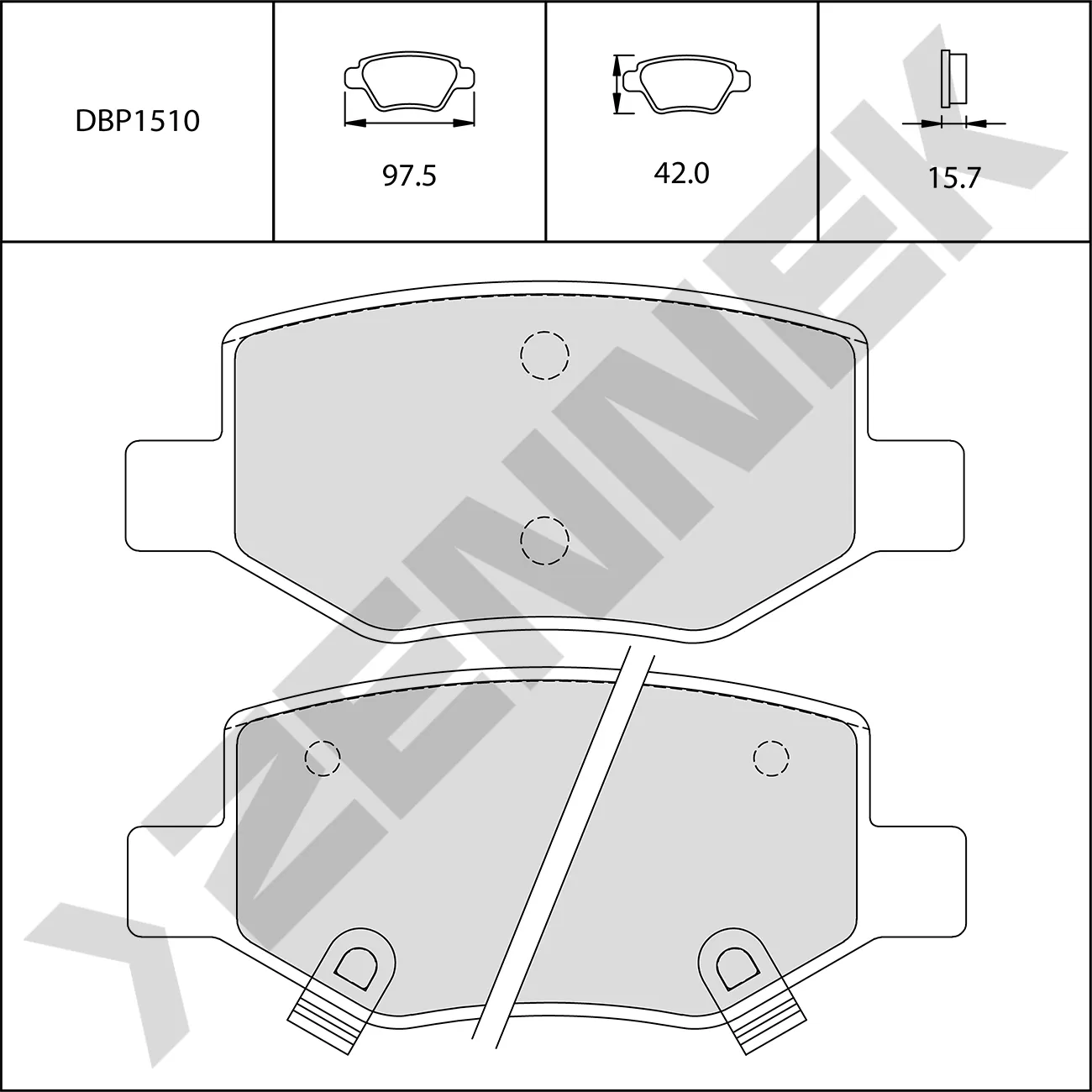 Колодки тормозные задние GEELY COOLRAY 18, BINUE COOL 20, BELGEE X50 23 ZENNEK DBP1510